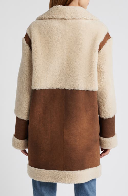 Shop Hiso Reversible Suede & Genuine Shearling Coat In Cashew Antique Suede