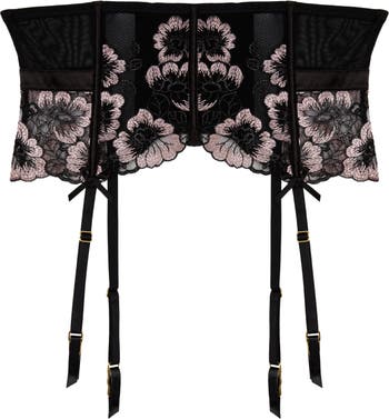 Alicia Black and Pink Embroidered Plunge Bra – Playful Promises