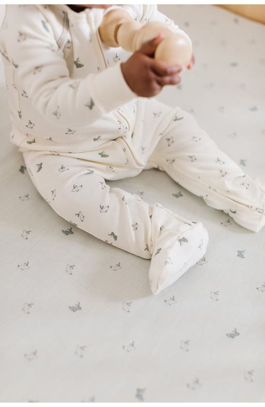 Shop Pehr Hatchlings Zip Fitted One-piece Organic Cotton Pajamas In Hatchling Bunny