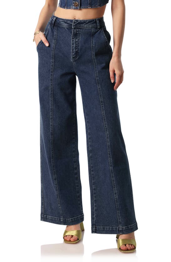 Avec Les Filles High Waist Wide Leg Jeans In Tropea Wash