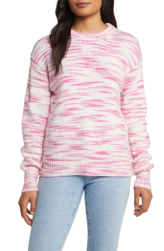 Caslon Space Dye Sweater In Ivory- Pink Spacedye