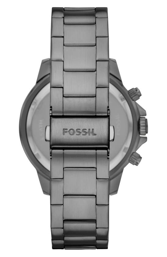 Shop Fossil Bannon Multifunction Smoke Stainless Steel Watch, 45mm