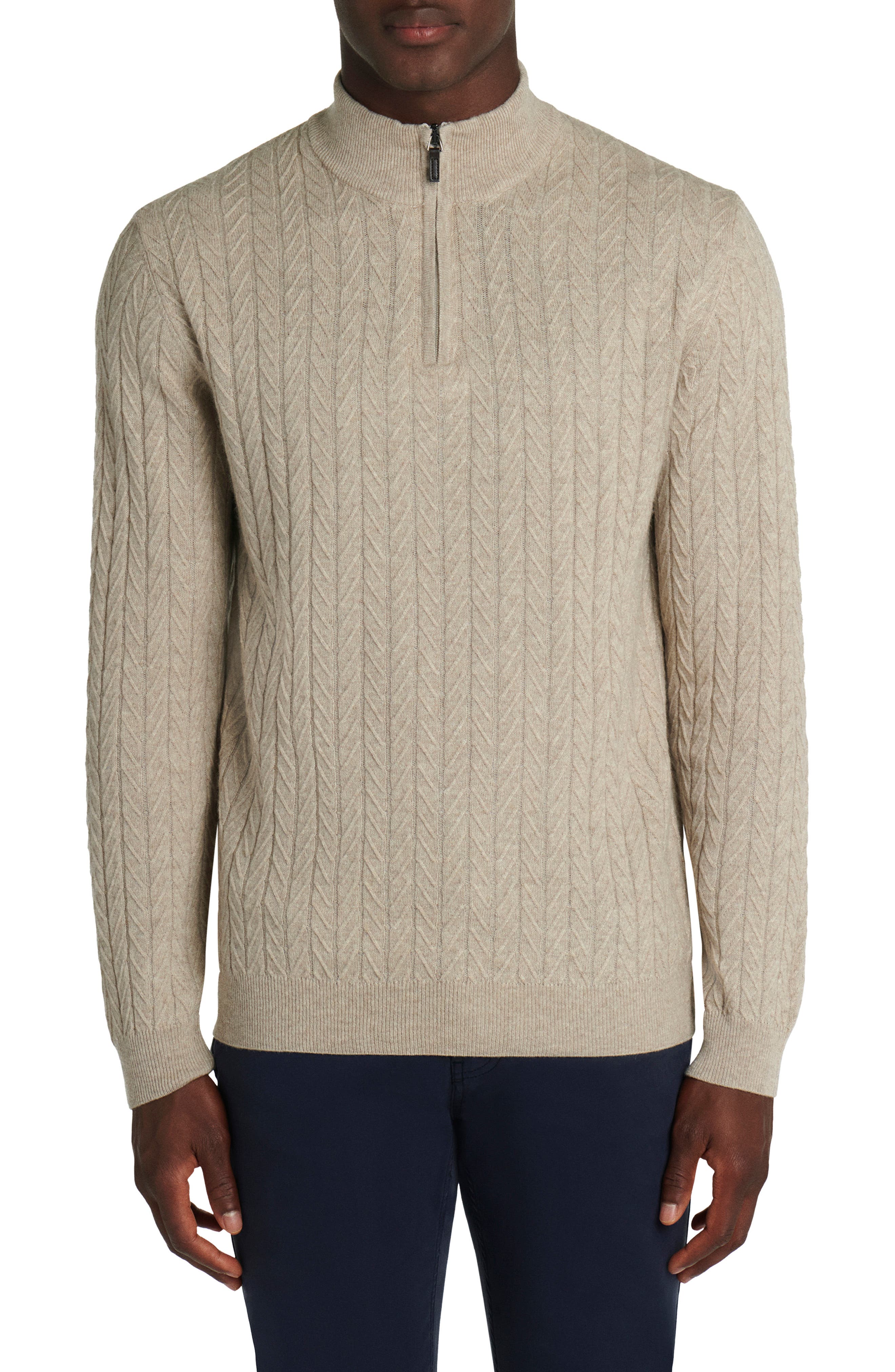 cable knit quarter zip sweater