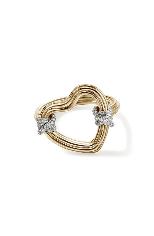 Bamboo Collection Open Heart Ring in Gold