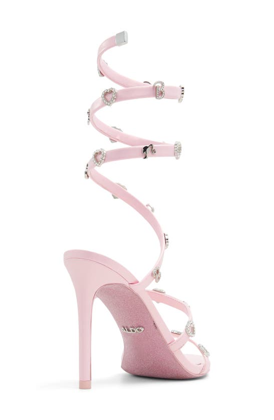Shop Aldo X Barbie Runway Wraparound Ankle Strap Sandal In Metallic Light Pink