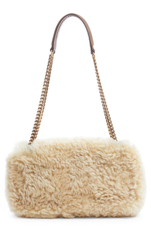 Shop Saint Laurent Calypso Genuine Shearling Shoulder Bag In Naturel/dark Cigar