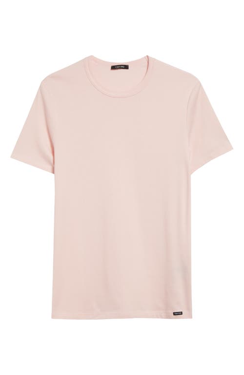 Tom Ford Short Sleeve Crewneck T-shirt In Rosa Pastello Quadro
