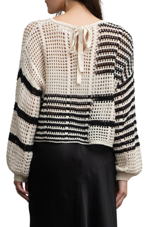 Shop Blu Pepper Back Tie Open Stitch Sweater In Black Multi