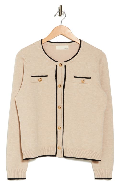 By Design Keira Chest Pocket Cardigan In Tipped Oatmeal