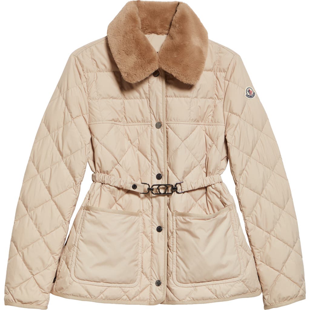 Moncler Cygne Short Down Jacket In Beige