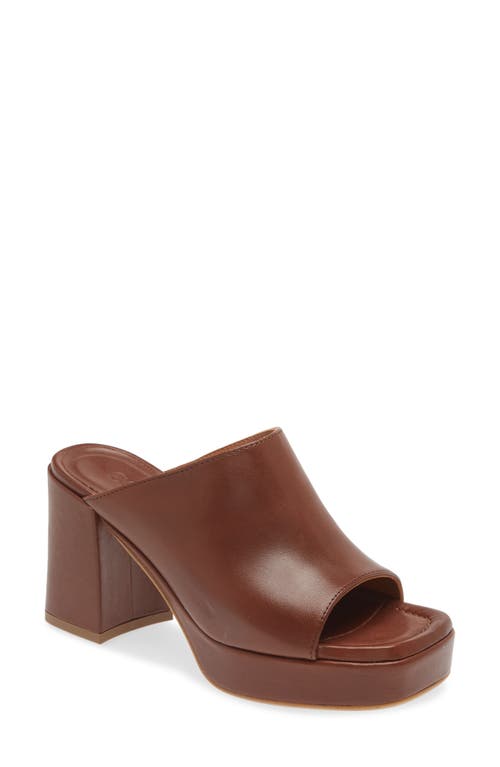 Cordani Bonnie Block Heel Platform Slide Sandal in Brown Leather
