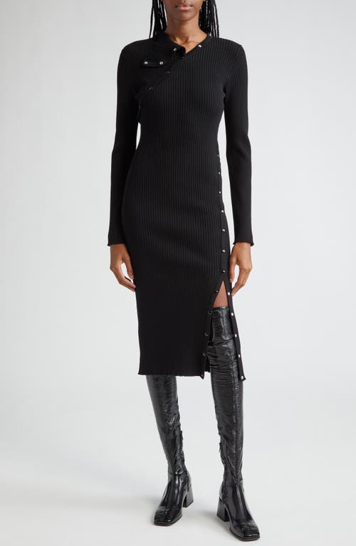 Courrèges Long Sleeve Rib Sweater Dress Black at Nordstrom,