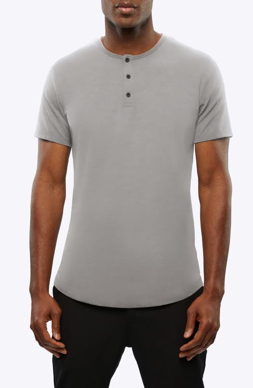 AO Curved Hem Short Sleeve Henley in Dusky Graphite