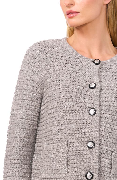 Cece Metallic Crop Cardigan In Storm Grey
