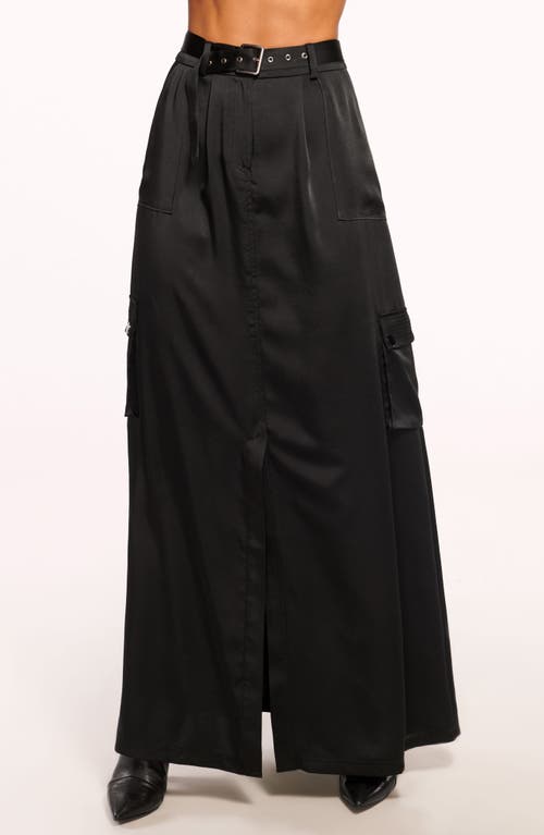 Shop Ramy Brook Decker Satin Maxi Cargo Skirt In Black