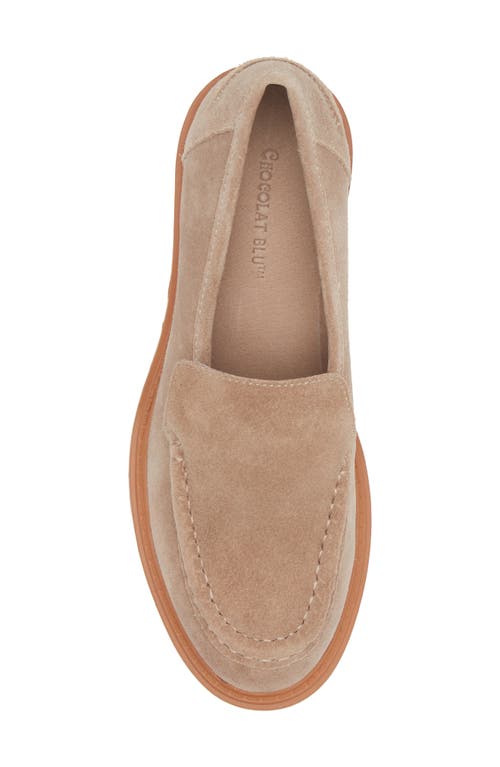 Chocolat Blu Finna Platform Loafer Pump In Latte Suede