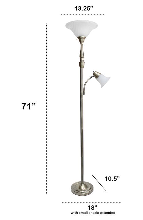 Shop Lalia Home Torchiere Floor Lamp In Antique Brass/white Shades
