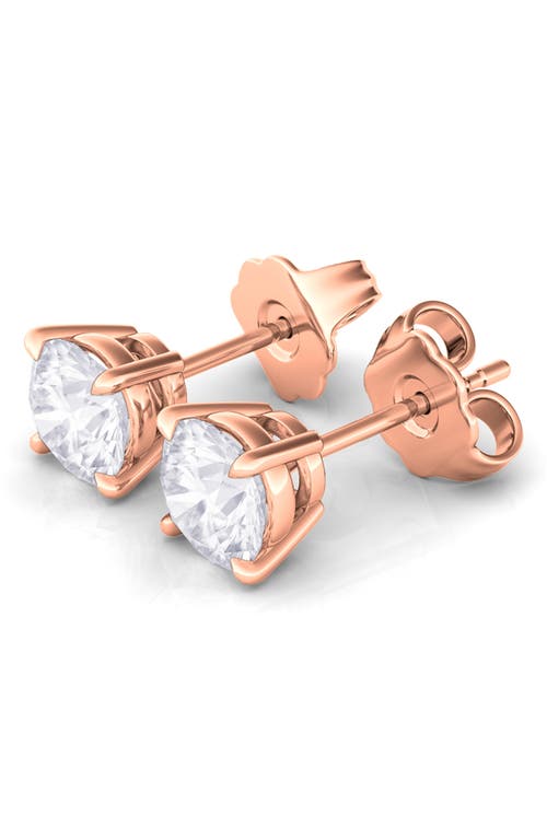 Hautecarat Round Brilliant Cut Lab Created Diamond Stud Earrings In 4.00 Ctw Rose Gold