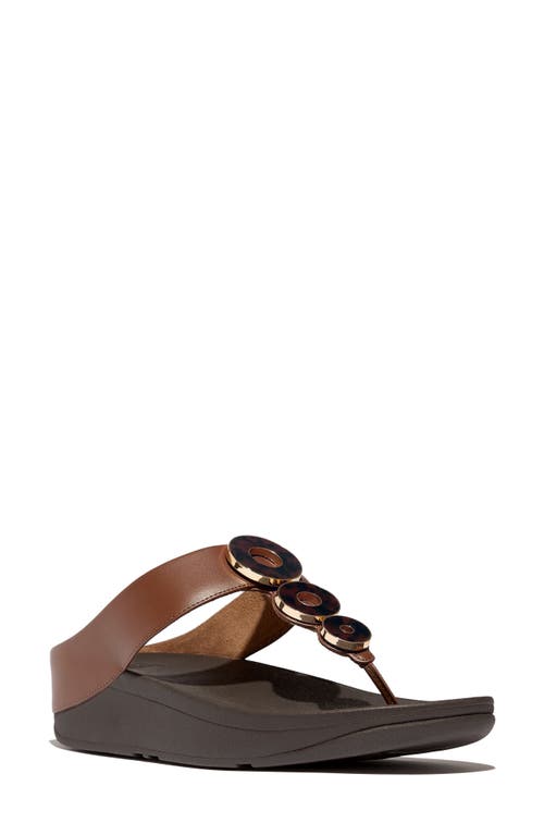 FitFlop Fino Platform Wedge Flip Flop in Rich Brown 