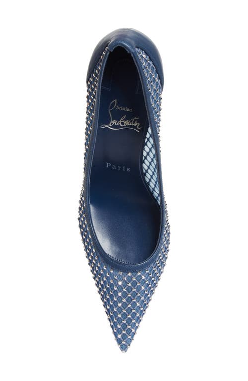 Shop Christian Louboutin Apostropha Crystal Embellished Pointed Toe Pump In Denim-cry/lin Denim