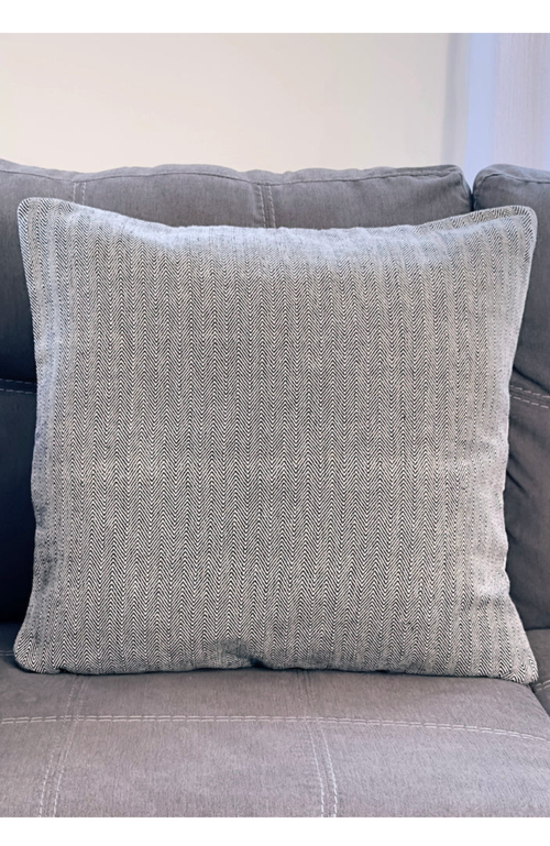 Manushi Zig Zag Woven Pillow In Black And White