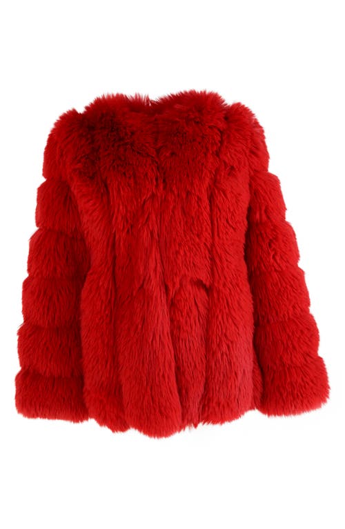 Shop Donna Salyers Fabulous-furs Donna Salyers Fabulous Furs Avante Faux Fur Coat In Cherry