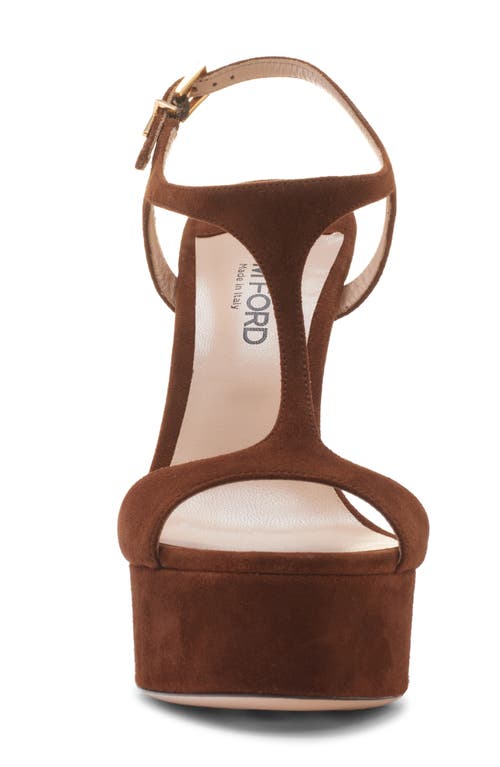 Tom Ford Angelina T-strap Platform Sandal In Dark Whisky