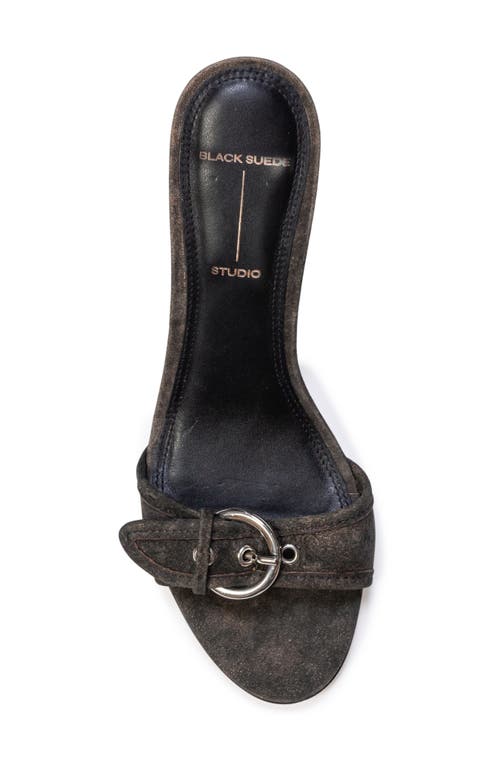 Black Suede Studio Lenny 65 Buckle Sandal In Dark Brown