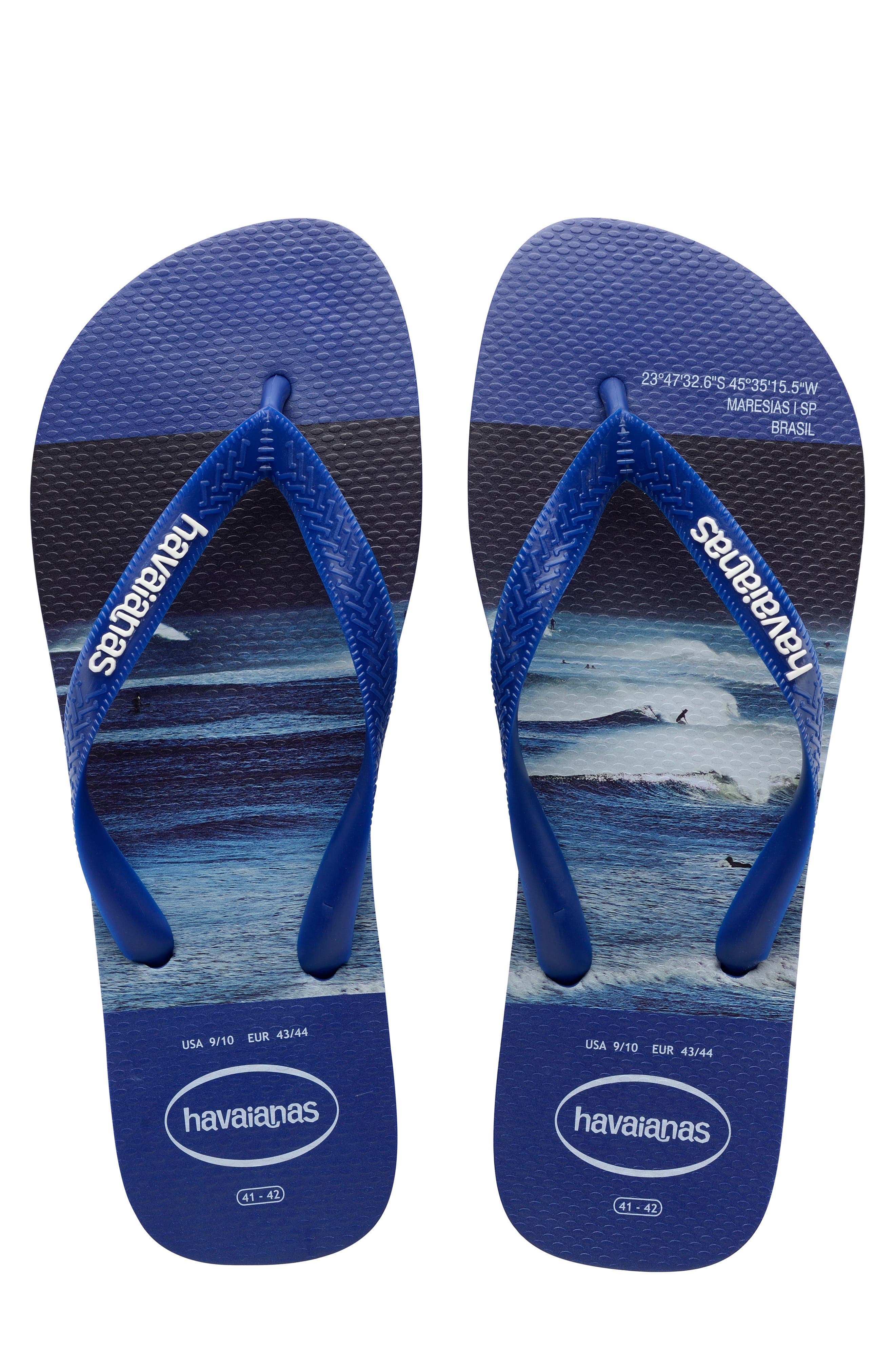 blue and white havaianas