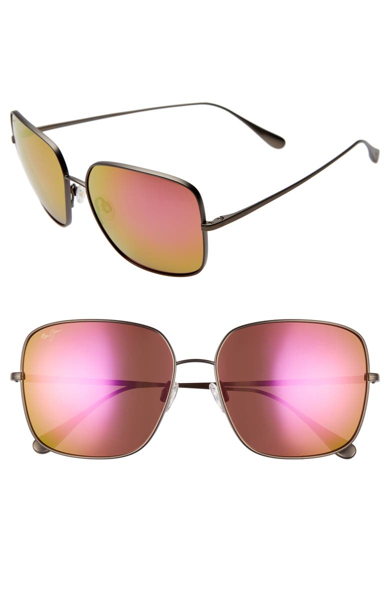 Maui Jim Triton 61mm PolarizedPlus2<sup>®</sup> Mirrored Square Sunglasses, Main, color, 