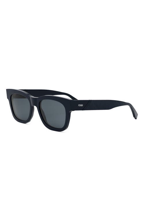 Shop Fendi ' Diagonal 51mm Square Sunglasses In Shiny Blue/smoke