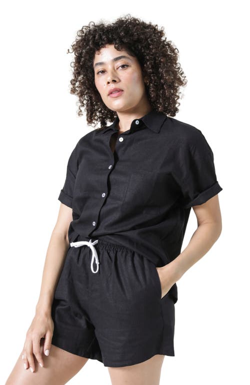 Poplinen Rita Linen Shorts In Black