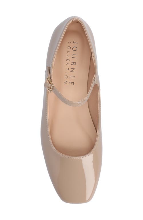 Journee Collection Carrie Mary Jane Flat In Patent/taupe