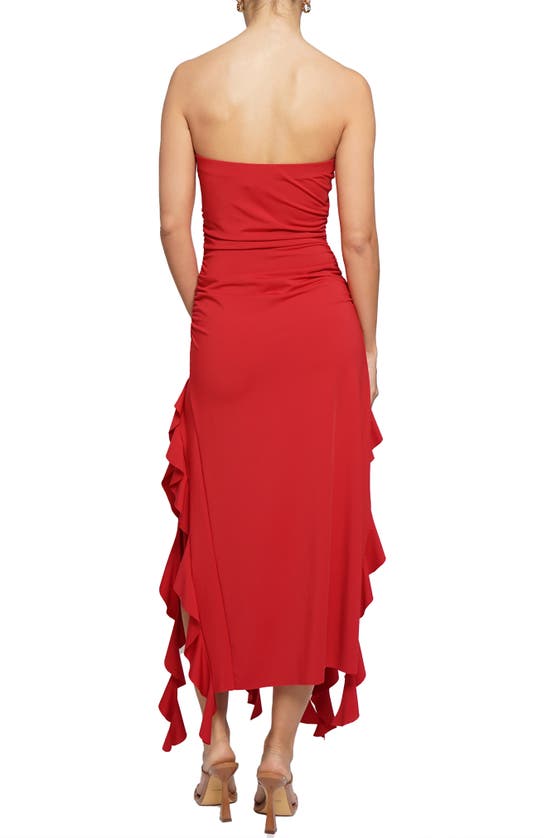 Shop Know One Cares Strappless Ruffle Dress In Red