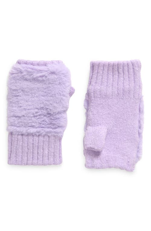 Shop Nordstrom Kids' Faux Fur Knit Fingerless Gloves In Purple Petal