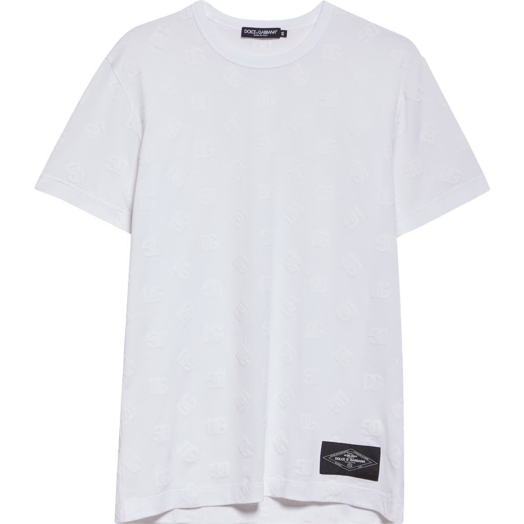 Dolce & Gabbana T-shirt All-over Flocked In W0800 Bianco Ottico