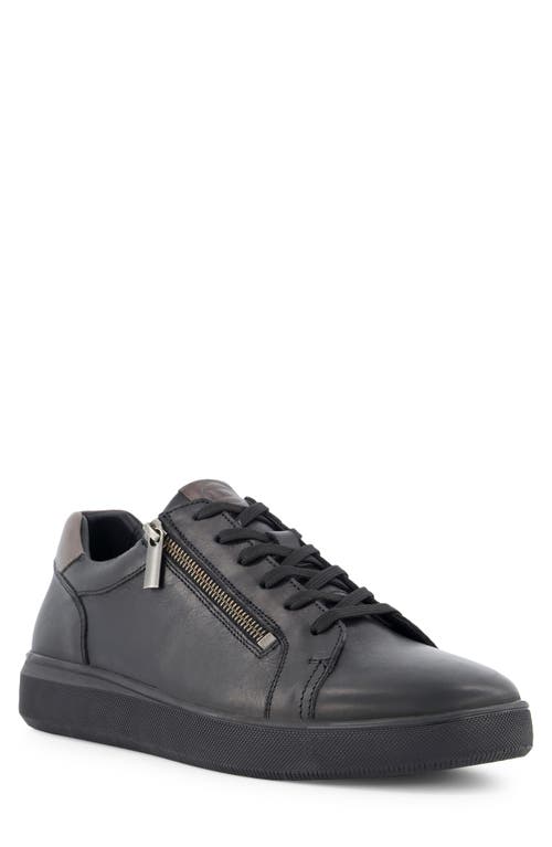 Tribute Zip-Up Leather Sneaker in Black