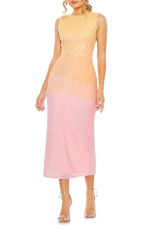 Mac Duggal Ombré Sequin Midi Cocktail Dress Sunset at Nordstrom,