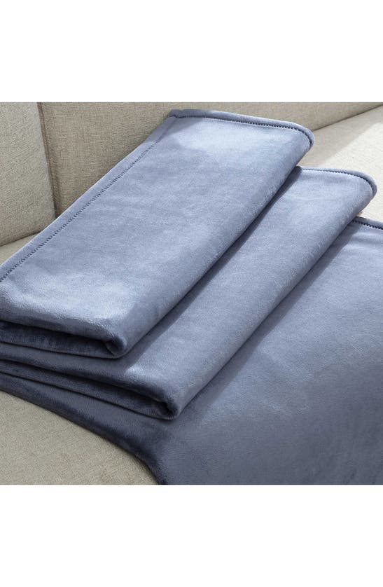 Shop Calvin Klein Core Plush Blanket In Slate B Lue