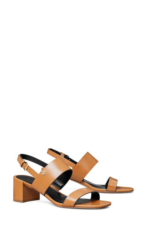 Tory Burch Double T Slingback Sandal In Caramel Corn/perfect Black