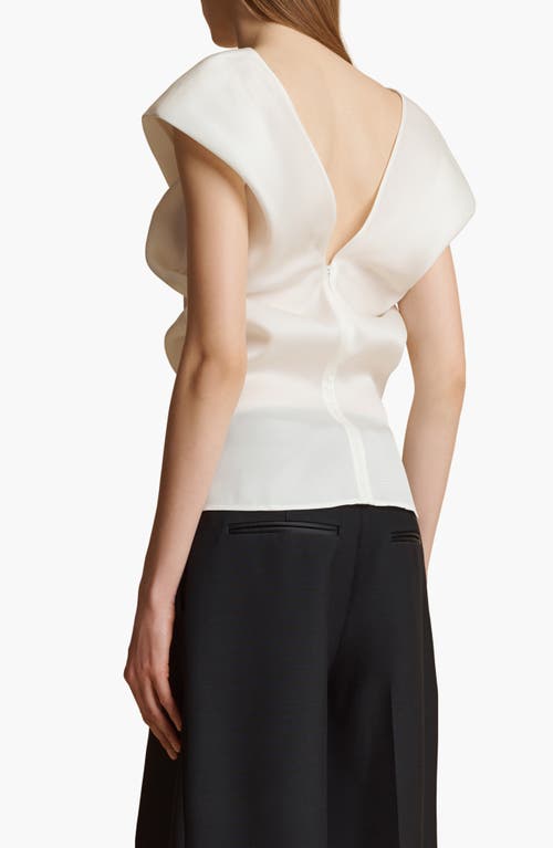 Shop Khaite Ami Cap Sleeve Silk V-neck Top In Chalk