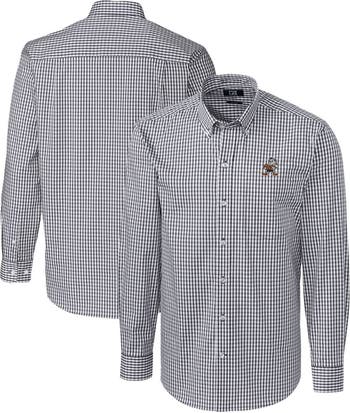 Cutter Buck Men s Cutter Buck Charcoal Cleveland Browns Throwback Logo Easy Care Stretch Gingham Long Sleeve Button Down Shirt Nordstrom