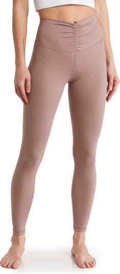 Yogalicious Lux Women's Hi-Rise Yoga Pant Leggings mesh plum color