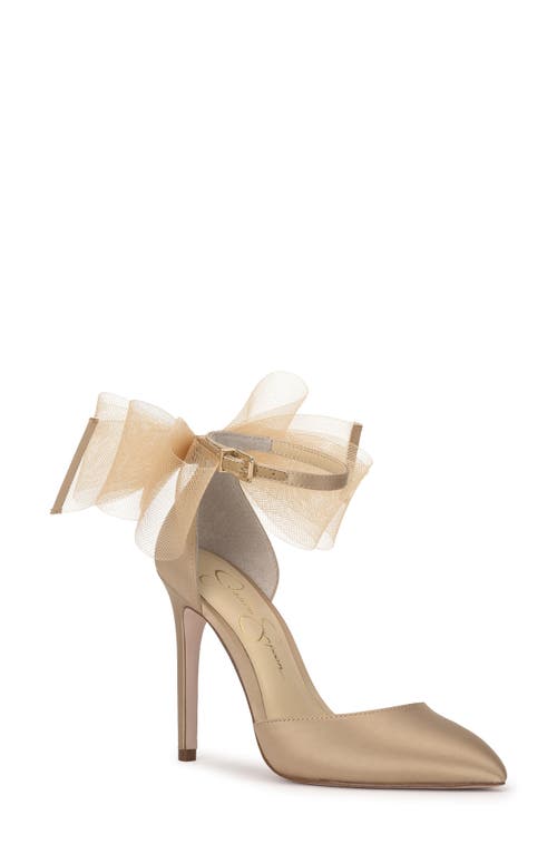 Phindies Ankle Strap Pointed Toe Pump in Champagne