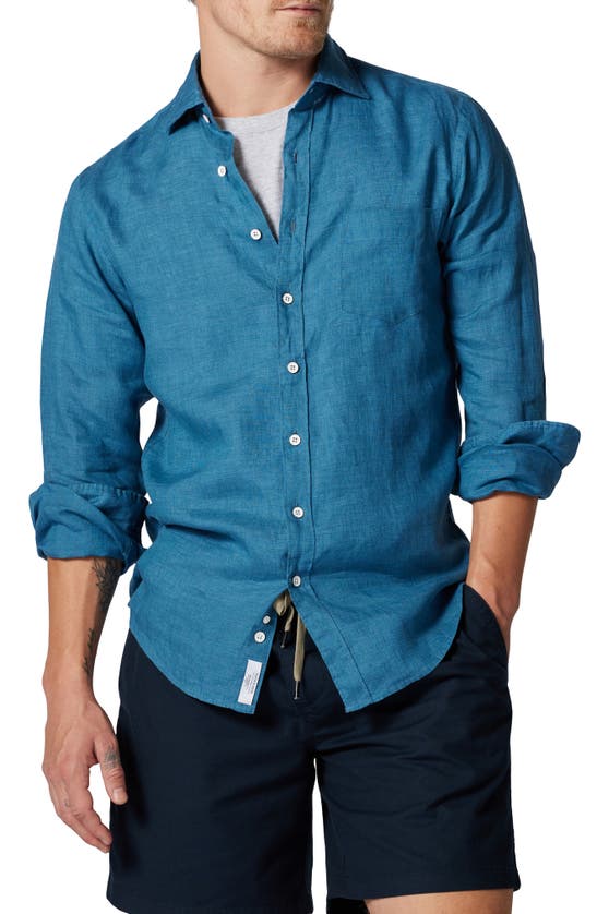 Rodd & Gunn Coromandel Button-up Linen Shirt In Seaport Blue