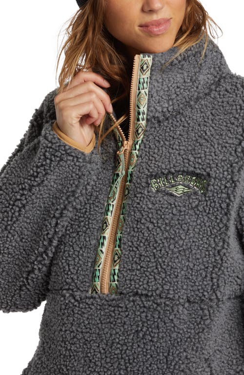 Billabong Horizon High Pile Fleece Half Zip Sweatshirt In Charcoal