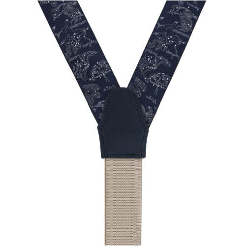 Shop Trafalgar Retro Pattern Constellations Limited Run Silk Suspenders In Black