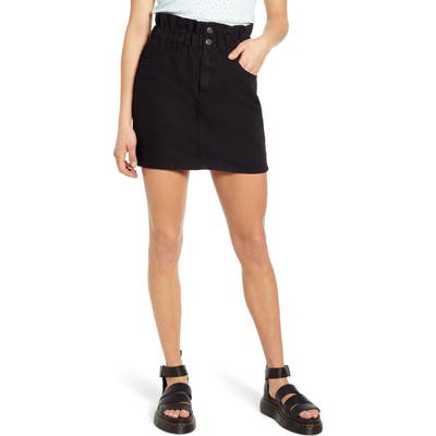 Only Millie Paperbag Waist Denim Miniskirt, Black