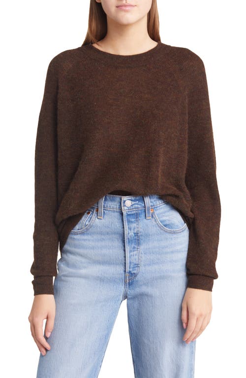 Madewell Elliston Crop Pullover Sweater in Heather Cocoa