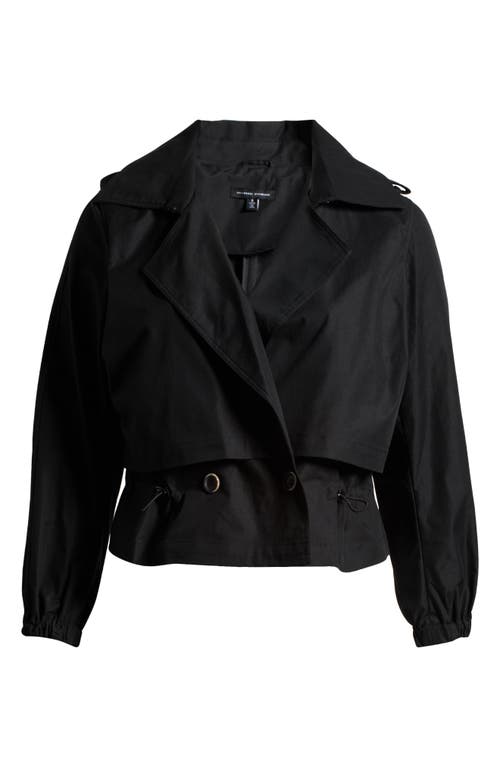 Shop Universal Standard Leonard Water Repellent Double Breasted Crop Trench Jacket In Black